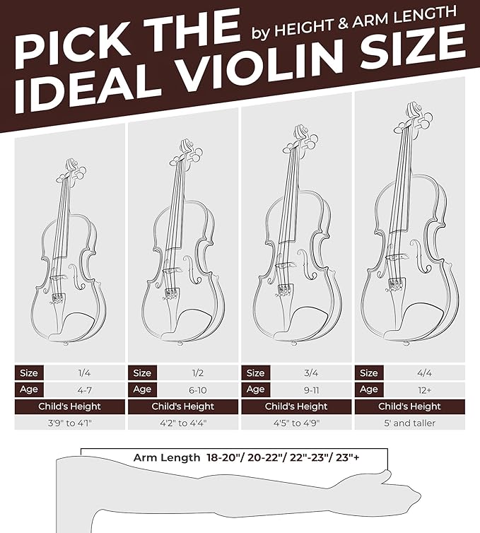 Vangoa Violin 1/4 Size for Kids Beginners Full Set, Spruce Childrens Fiddle Quarter Bundle Outfit Small Acoustic Violins Starter Kit Package w/Side Solidwood, Hard Case for School Students Ages 4-6