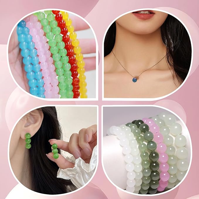 JULIMAIDONG 6mm Glass for Bracelets 1400pcs, 24 Colors Round Crystal Glass Bracelet Making Kit for Jewelry Making Kits Bead DIY Crafts with Spacer Charms Accessories (6mm, 24Color)