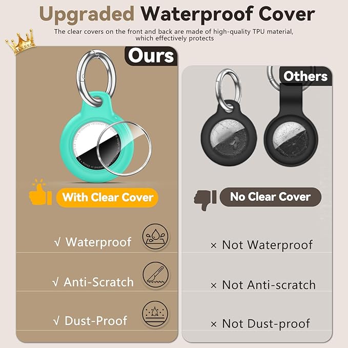 Upgrade Waterproof 2 Pack Airtags Holder with Apple Airtags Keychain, Hard PC Air Tag Case, Anti-Scratch & Shock Air tag Holder, Men's Women's Keyrings & Keychains-Orange+Mint Green