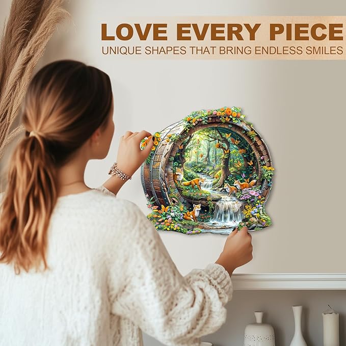 Wooden Puzzles for Adults, Fox Wooden Jigsaw Puzzle for Adults, Unique Animal Shape Wood Puzzles Adult, Birthday Party Gifts for Friends & Family Leisure Time Game Home Decor (XL)