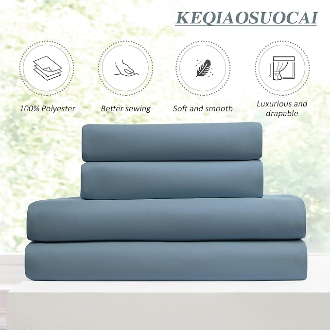 KEQIAOSUOCAI Pinch Pleated Blackout Curtain Drapes for Window 100" L - Triple Weave Energy Saving Thermal Room Divider Blackout Panels for Patio (72" Wide per Panel, 2 Panels, Dusty Blue)
