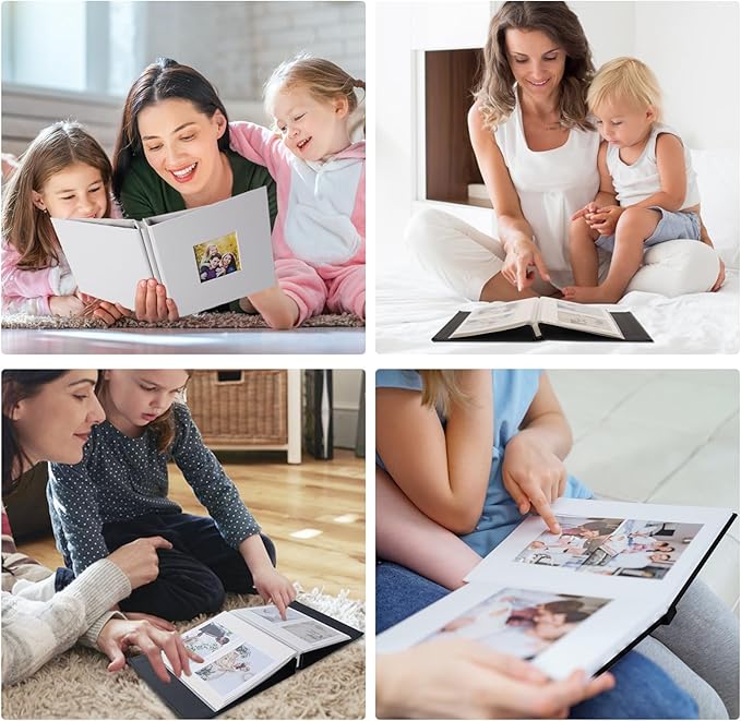RECUTMS Photo Album Self Adhesive Magnetic Scrapbook 4x6 5x7 8x10 Pictures Scrapbook Album, 40 Pages Photo Book for DIY Baby Family Wedding with Metal Pen and Plastic Board (Pink)