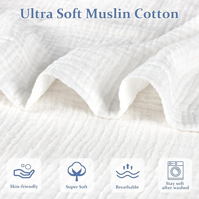 Hooyax Muslin Baby Lounger Cover Soft Organic Cotton Slipcover Fits Newborn Lounger for Baby Boys and Girls (White)