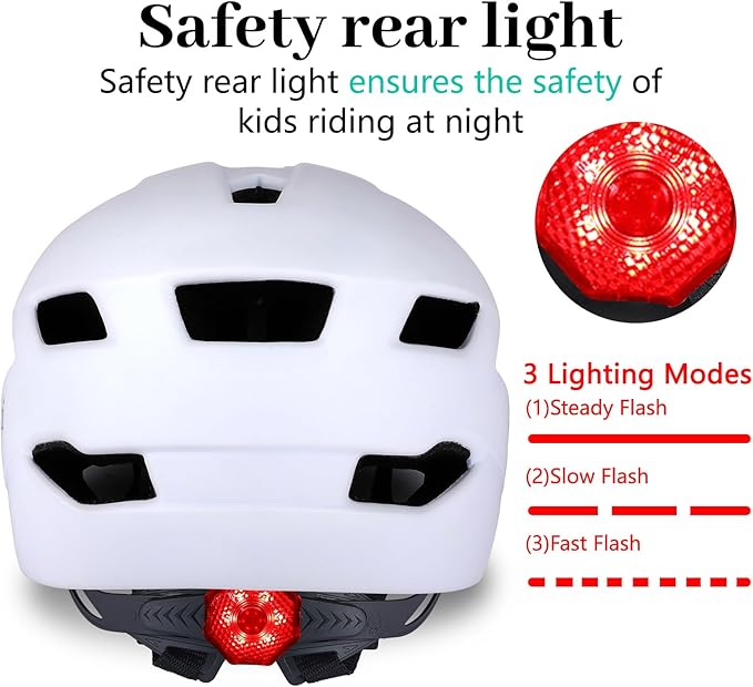 Kids Bike Helmet, Youth Toddler Boys Girls Helmets, 2 Size Adjustable for Ages 2-3-5-8-14 Years, Child Helmet with Visor and LED Light, Lightweight Multi-Sport Bicycle Scooter Cycling Helmets