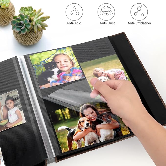 Zesthouse Photo Album Self Adhesive Pages, 60 Pages Magnetic Scrapbook Albums with Sticky Page,Photos Album Holds 8x10 & 5X7 & 4x6 & 6x8 & 3x5, Large Picture Book Ideal for Family,Wedding,Baby