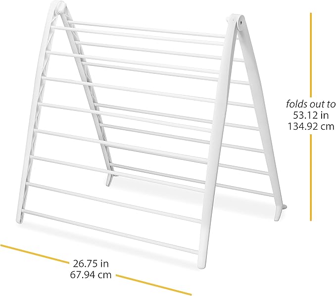 Whitmor Spacemaker Folding Drying Rack, Freestanding Indoor Clothes Dryer, Space Saving Compact Design, 6"L x 26"W x 51.5"H, White