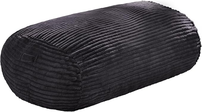 Hobestluk 4FT Bean Bag Chairs Adult Bean Bag with Portable Handle Comfy Large Bean Bag Chair with Removable Cover for Living Room Bedroom or Reading Nook (Stripe Dark Grey, 4FT)