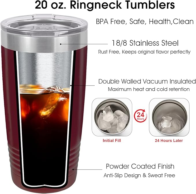 iProductsUS Personalized Tumbler with Slider Lid, Stainless Steel 20 oz Coffee Mug Engrave Names, Vacuum Insulated Custom Cup, Gift Idea for Dad, Husband, Him (Maroon)