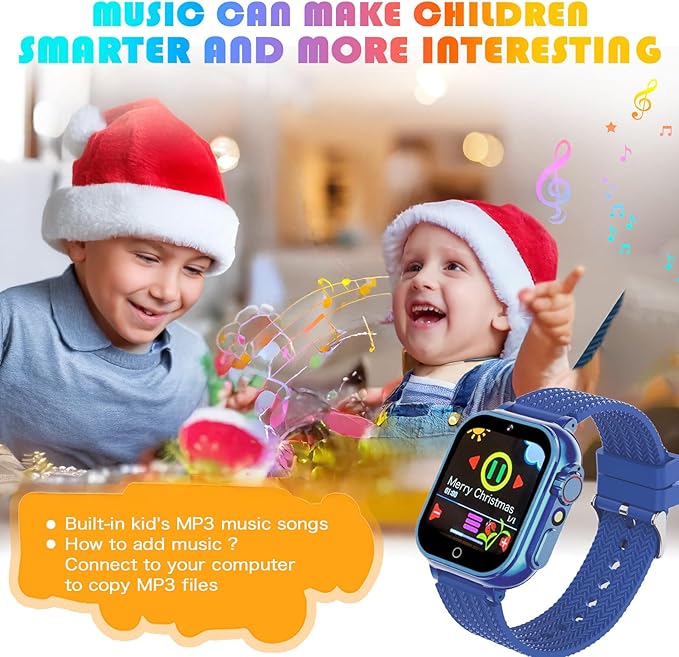 Goodatech Kids Smart Watch for Boys Girls, 1.54'' Smartwatch with 26 Puzzle Games,HD Camera,Video Music Player,Pedometer,Flashlight,Audio Book etc., Aluminum Case and Sport Band (Blue)