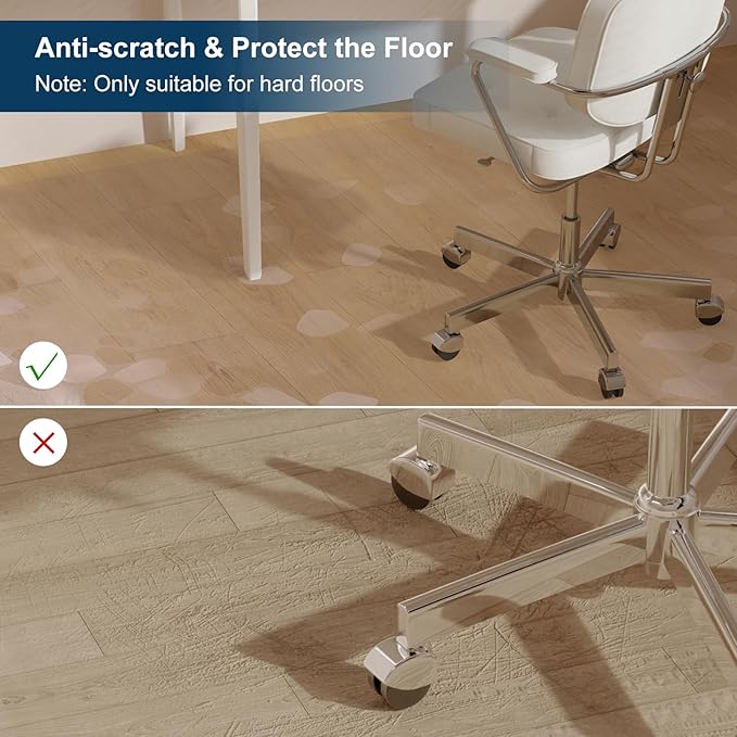 Clear Area Mat for Hard Floors，5'×7' No Slip Vinyl Floor Mats for Under Dining Table, Pebble Patterned Waterproof Rug Protector for High Traffic Areas, Pet Litter Mat