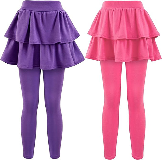 Girls School Uniform Pants Leggings with Skirts Stretch Warm Jegging 4-12 Years