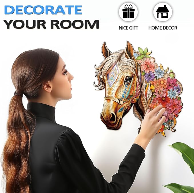 Wooden Puzzles for Adults, Wooden Horse Puzzles, 270 Pieces Puzzles for Adults, Birthday Gifts for Puzzle Lover, Family Puzzle Game (L-13.4 * 13in)