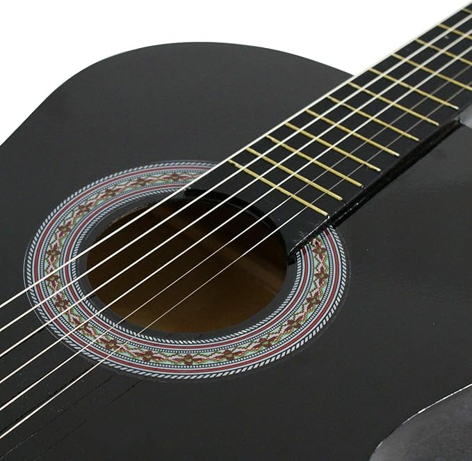 Smartxchoices 6 String 38" Acoustic Guitar Bundle with Gig Bag Strap Pitch Pipe Extra Strings Set Pick for Beginners Starter Kids Girls Youths Students Right-handed (Black)