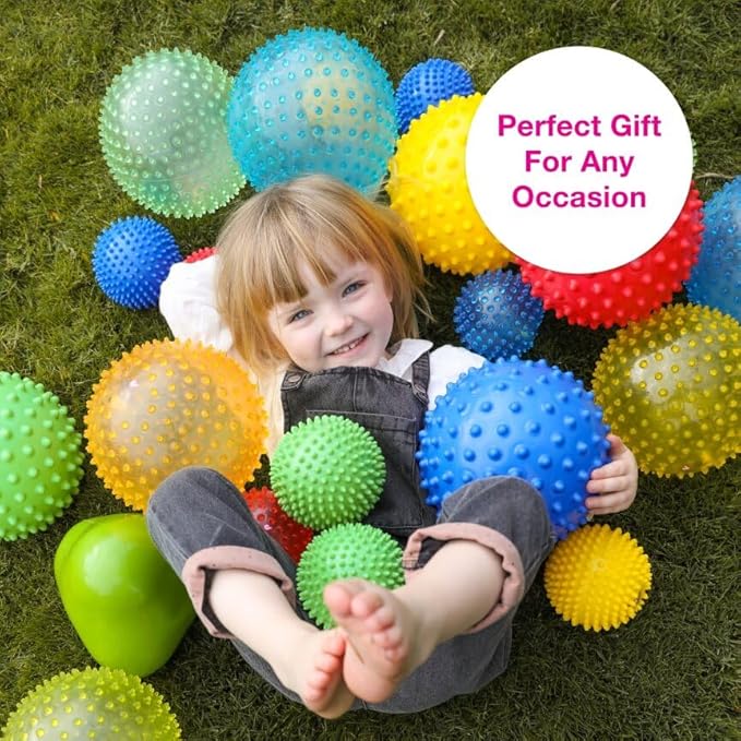 Edushape Original Sensory Ball for Baby - 7" Glow-in-The-Dark Colorful Toddler Ball Helps Enhance Gross Motor Skills for Kids 6 Months & Up