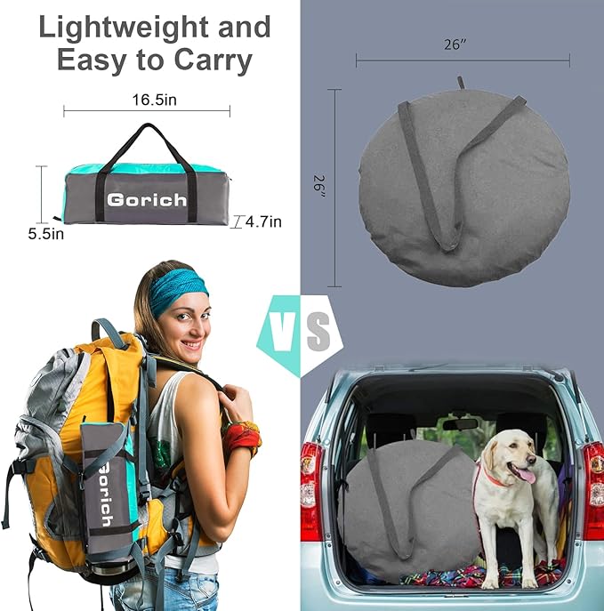 Gorich Beach Tent Sun Shelter for 3/4-5/6-7/8-10 Person with UPF 50＋ UV Protection, Lightweight & Easy Setup Beach Shade Canopy, Portable Beach Shade Tent Beach Cabana