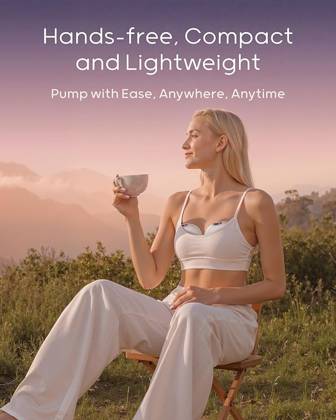 Nuliie Hands-Free Breast Pump, Wearable Breastfeeding Pump 4 Modes 9 Levels with 18/21/24MM Flange, Electric Breast Pump Portable, Replaced Pumping Accessories Included (Ghostwhite, 2 Packs)
