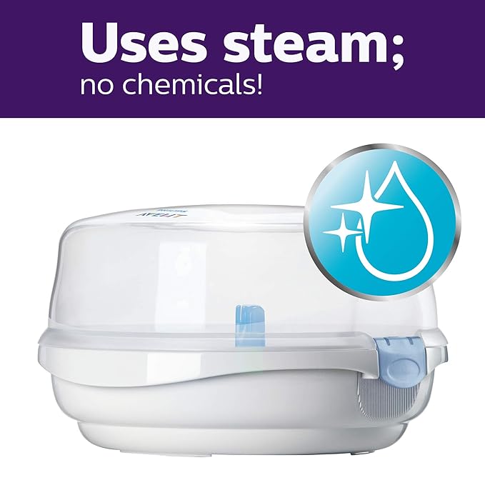 Philips AVENT Microwave Steam Sterilizer for Baby Bottles, Pacifiers, Cups and More, SCF281/05