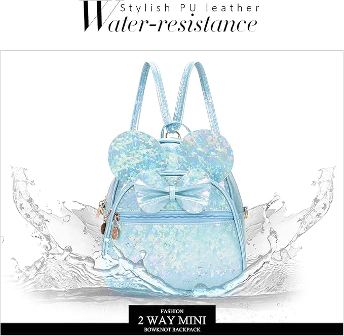 KL928 Girls Bowknot Polka Dot Cute Mini Backpack Small Daypacks Convertible Shoulder Bag Purse for Women