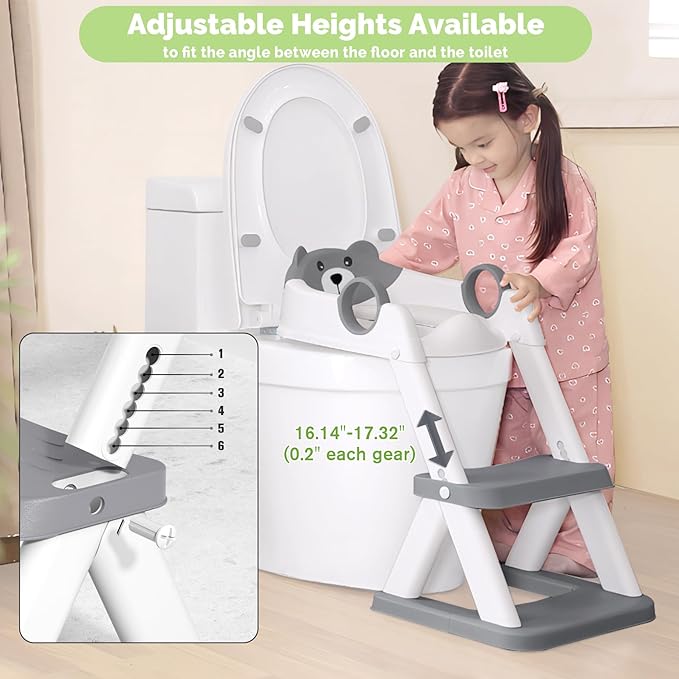 Toilet Seat, Potty Training Seat for Toddler, Upgraded 2-in-1 Potty Toilet Training for Boys and Girls,Waterproof Cushioned Mat with Non-slip Step Stool