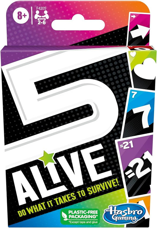 Hasbro Gaming 5 Alive Card Game, Fast-Paced Game for Kids and Families, Easy to Learn, 2 to 6 Players, Fun Summer Activities, Vacation Travel Essentials, Ages 8+