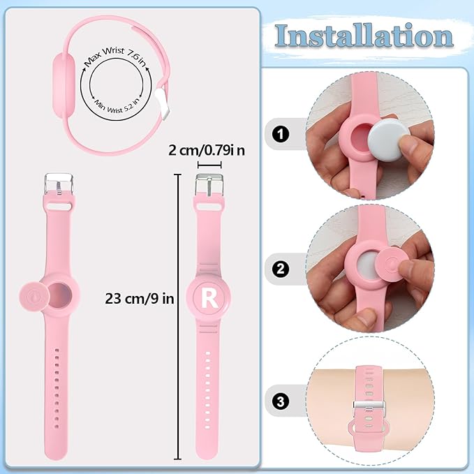 Waterproof Bracelet for AirTag Kids, Personalized Initial Letter Hidden Holder Compatible with Air Tag, Silicone Case for Airtag Adjustable Anti-Lost GPS Tracker for Toddler Child Elder, R