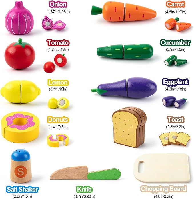 Juboury Pretend Play Kitchen Set - Toy Kitchen Accessories with Stainless Steel Cookware Pots and Pans, Plates, Cooking Utensils, Kids Chef Coat & Hat, Wooden Play Food for Kids, Girls, Boys, Toddlers