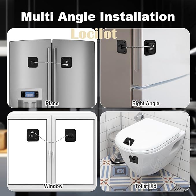 3 Pack Fridge Lock for Kids, Traceless Refrigerator Lock for Adults, Child Proof Cabinet Locks Baby Proofing, Drawer Freezer Locks for Fridge Refrigerator (Black)