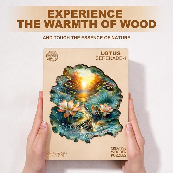 Jigfoxy Wooden Puzzles for Adults, Lotus Wood Puzzles Adult, Unique Animal Shape Wooden Jigsaw Puzzles for Adults, Birthday Gifts for Puzzle Lovers, Family, Friend (S-8.5 * 7.9in-100pcs)
