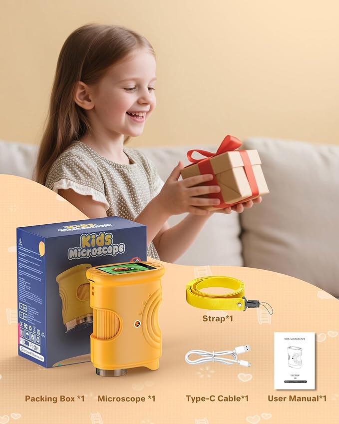 1000X Handheld Digital Microscope for Kids: Pocket Microscope with 2.0" IPS Screen - STEM Toys Birthday Gifts for Girls Boys - Portable Edu Science Kits Toddler Age 3-6 6-12