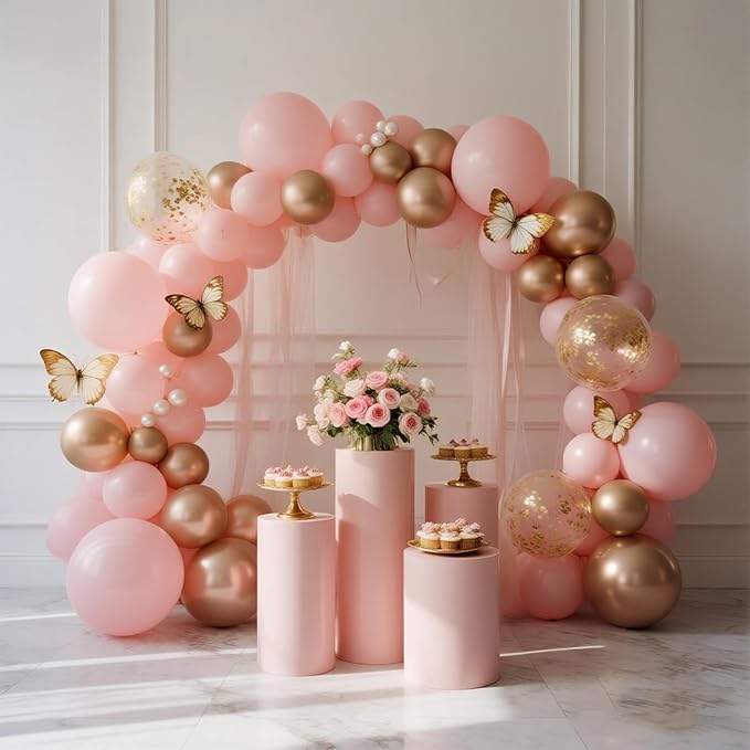 140pcs Pastel Pink Round Balloons Different Sizes 18 12 10 5 Inch Latex Balloons for Arch Decoration Party Balloon Kit for Graduation Birthday Party Wedding Balloon Baby Shower Decoration