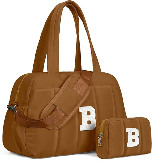 Duffle Bag with Letter, Carry On Bags for Women，Overnight Bag with Wet Pocket，Lightweight Travel Bags Personalized Gym Tote with Makeup Pouch-Daughter Birthday Gift