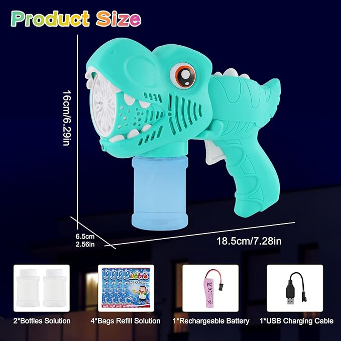 Onory 2 Pack Bubble Gun Machine for Kids, Bubble Gun with Bubble Solutions for Boys Girls, Bubble Blaster for Summer Toy, Party Favors, Outdoor & Indoor Activity, Birthday Gift, Bubble Blower