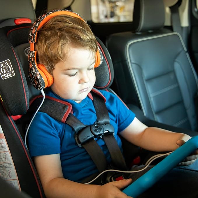Snug Play+ Kids Headphones – Volume Limited 93dB for Safe Listening – Foldable, Durable Headphones for Toddlers, Boys & Girls – Tangle-Free Cord – Ideal for Travel, School, Tablets - Monster Trucks