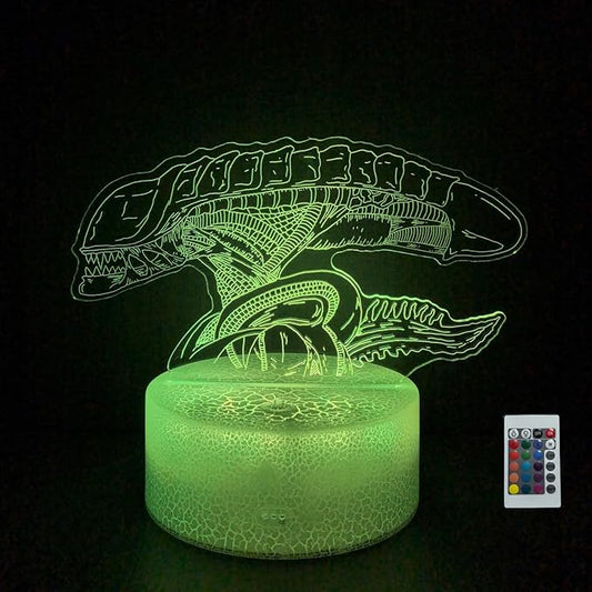 3D Alien Night Light, Monster Illusion Table Lamp with 16 Colors Remote Control Touch Lamp LED USB Night Light Desk Lamps Room Decorations Home Decor Holiday Birthday Light