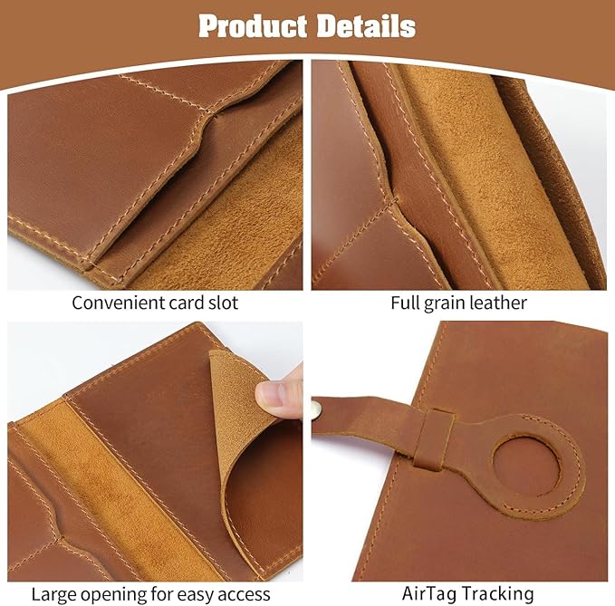 Jack&Chris Genuine Leather Passport Holder For Travel, RFID Blocking Handmade Passport Holder with Card Case Organized & Safe, Quality Travel Essentials for Women and Men for Gifting, Light Brown