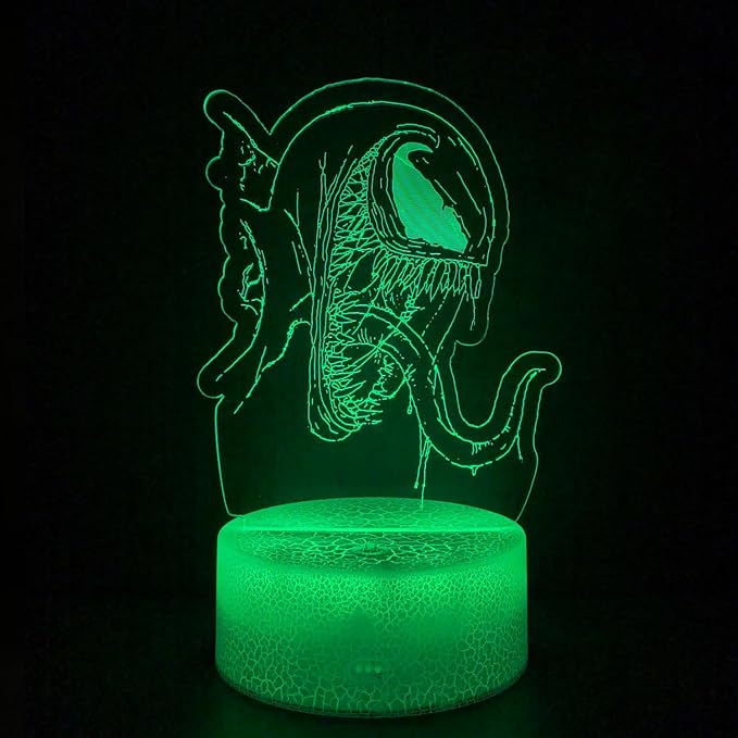 3D Night Light, Alien Monster Illusion Table Lamp with 16 Colors Remote Control Touch Lamp LED USB Night Light Desk Lamps Room Decorations Home Decor Holiday Birthday Light