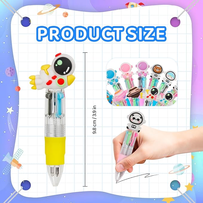 30Pcs Mini Multicolor Pens in One 4-in-1 Cute Pens Bulk for Kids, Ballpoint Pen for Birthdays and Children's Parties, Fun Gifts Assorted Ink Kawaii Pen(Space)