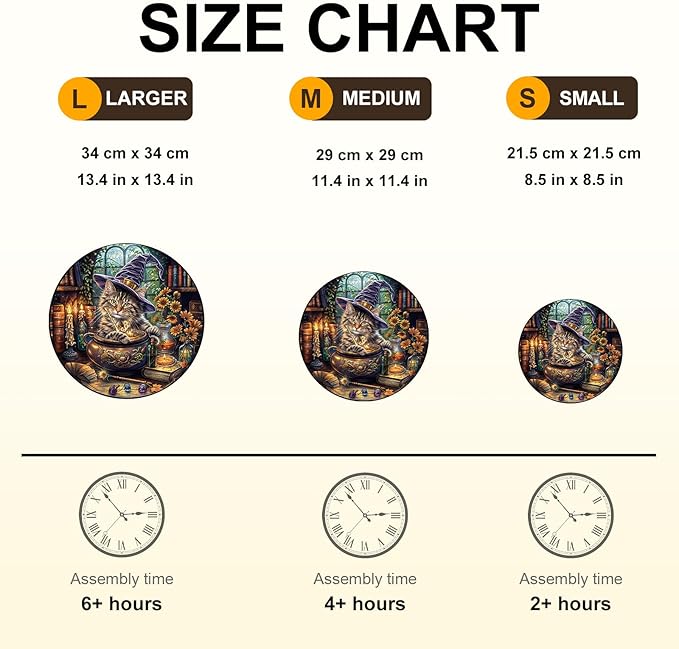 KAAYEE Wooden Puzzles for Adults, 3D Visual Effect Magic Feline Cat Wooden Jigsaw Puzzle Unique Shape Wood Puzzle Adult, 3D Effect Flat Puzzle Birthday Family Game (M-11.4 * 11.4 in-200pcs)