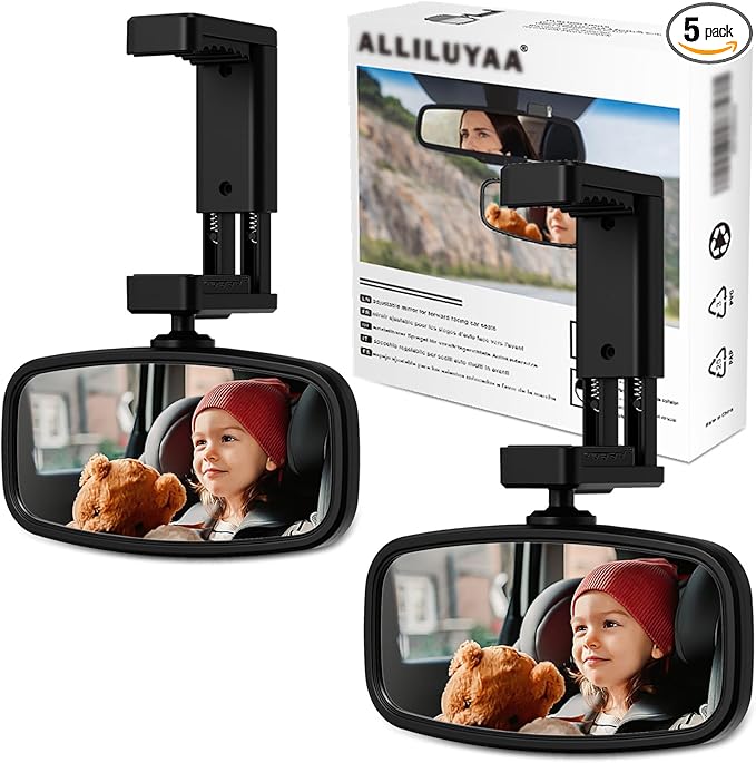 360-Degree Baby Car Mirror for Rear-Facing Seats,Kids Safety Mirrors with Tool-Free Installation,Kids Rear View Mirror BPA-Free Shatterproof & ASTM Certified (Adjustable 14"-22") (2 Pack)