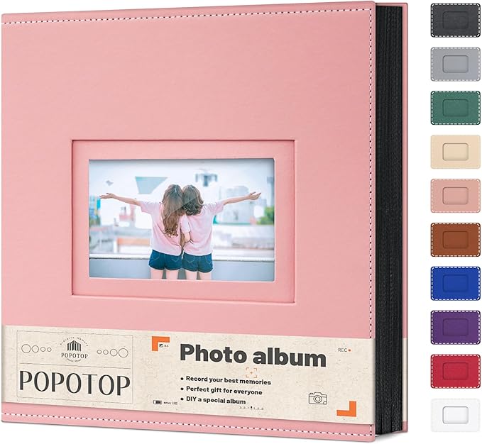Popotop Photo Album 4x6 500 Pockets with Leather Hardcover Cover, Large Photo Album Binder Book with 50Pcs Pages for Family Travel Wedding Baby Gifts