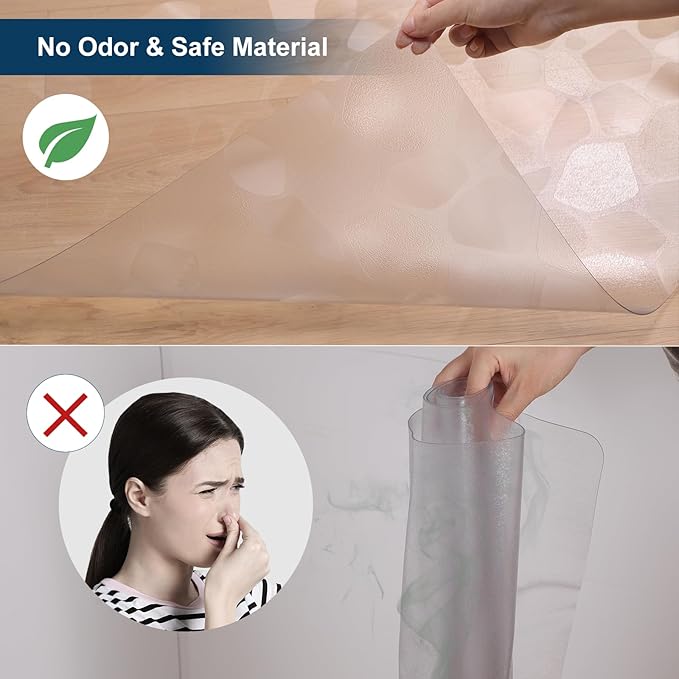 Clear Area Mat for Hard Floors，5'×7' No Slip Vinyl Floor Mats for Under Dining Table, Pebble Patterned Waterproof Rug Protector for High Traffic Areas, Pet Litter Mat