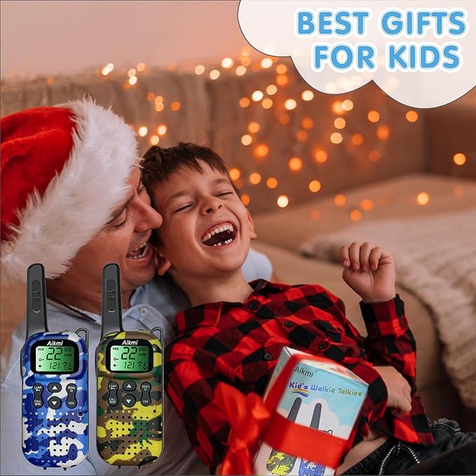 Kids Walkie Talkies Toys Boys Gifts 5 6 7 8 9 Year Old Outdoor Toys for Kids 2 Way Radio with Camping Gear Army Soldier Pretend Play Birthday Present Boy (Yellow Blue)