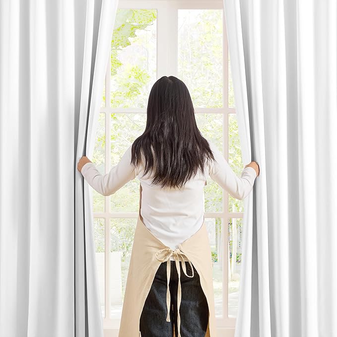 KEQIAOSUOCAI White Linen Pinch Pleat Curtains 92 Inches Long 2 Panels for Living Room Bedroom Snow White Pleated Hooks Elegant Luxury Privacy Curtain Drapes 92 Inch Length