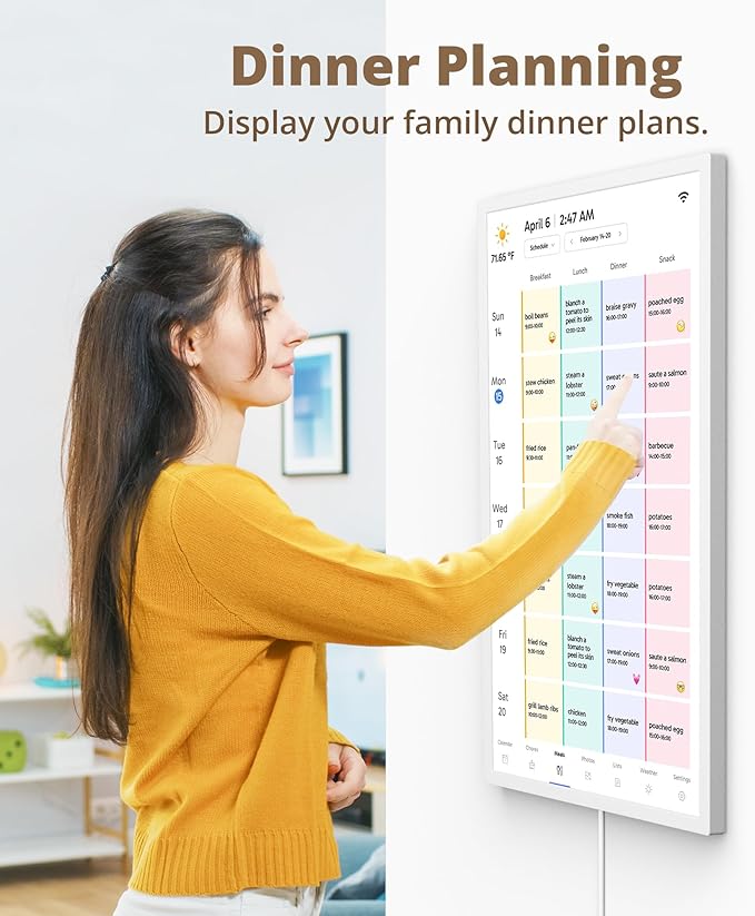 32" Digital Calendar Chore Chart – 1080P Full HD Interactive Touchscreen, Smart Family Planner, Hearth Display Digital Wall & Desk Mountable for Seamless Scheduling