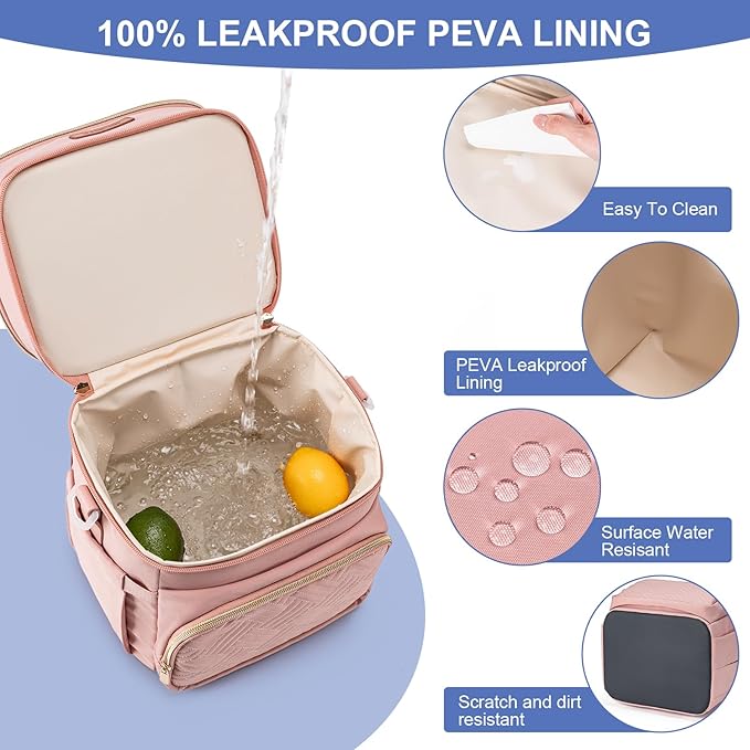 Insulated Breastmilk Cooler Bag with Ice Pack - Holds 6x9oz Bottles, Leakproof Double Layer, Baby Bottle Cooler Bag with Adjustable Strap for Nursing Moms, Daycare & Travel