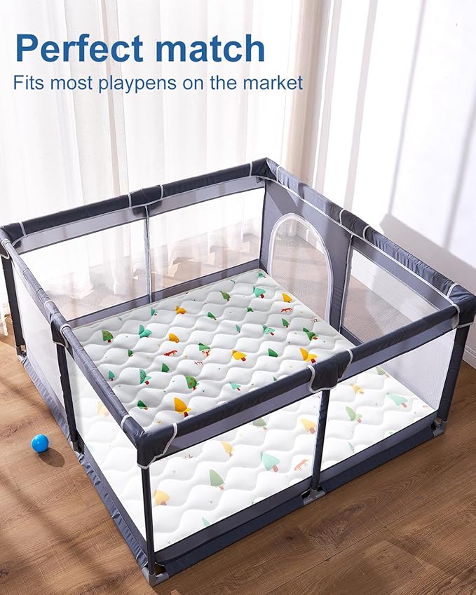 Odorless Premium Foam Baby Play Mat 71" x 59", Soft Microfiber Fabric Crawling Mat for Floor- Comfortable and Hypoallergenic, Non-Slip Cushioned Floor Playpen mat for Infants,Babies,Toddlers
