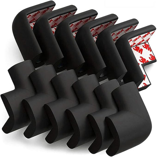 DYKESON Soft Corner Protector - Baby Safety Cushion & Corner Bumpers, Table Edge Protector, Baby Proofing Edge, Corner Guards, 12 Pack, Black