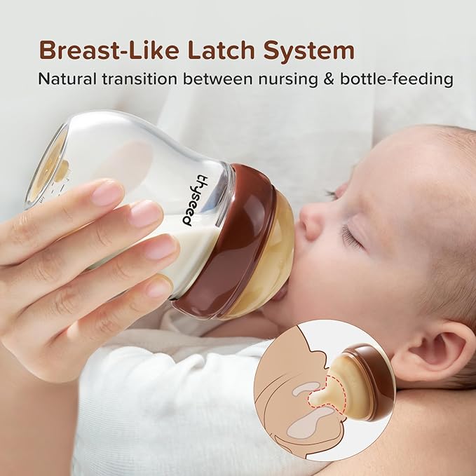 Thyseed Glass Natural Anti-Colic Baby Bottles | Newborn Breast Like Nursing Bottle for Breastfed Babies with Nipple (2+ Months) 8 Ounce, 1pack
