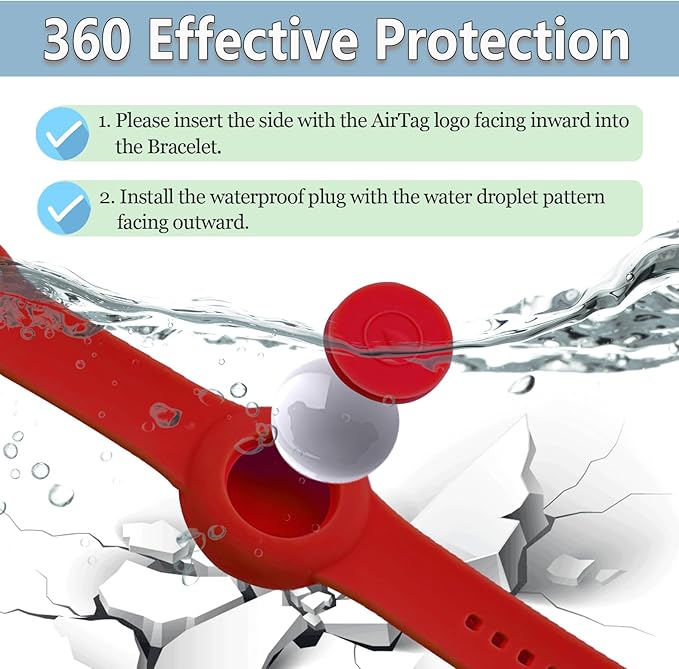 Waterproof Bracelet for AirTag Kids, Personalized Initial Letter Hidden Holder Compatible with Air Tag, Silicone Case for Airtag Adjustable Anti-Lost GPS Tracker for Toddler Child Elder, Y