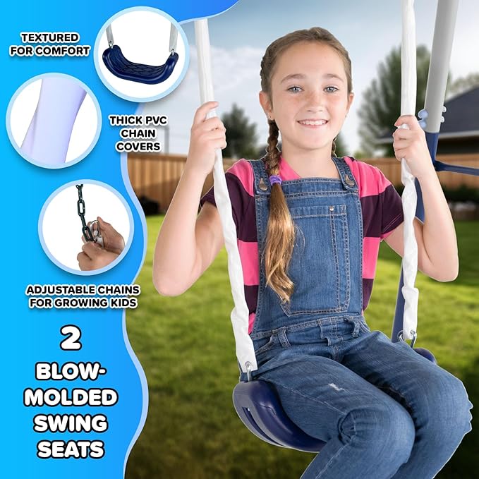 Sportspower Arcadia Swing Set - Outdoor Heavy-Duty Metal Playset for Kids with Slide